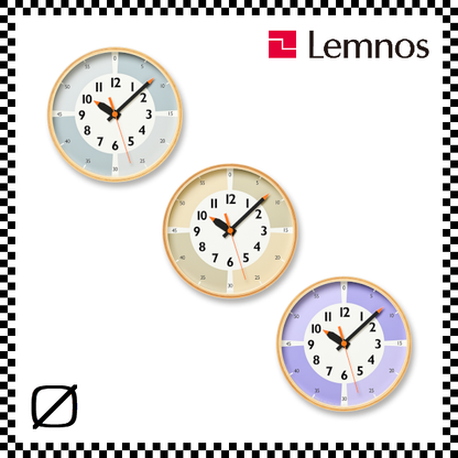 LEMNOS レムノス fun pun clock with color! フンプンクロック ベージュ グレー ライラック YD23-09 掛け時計 直径20.3cm