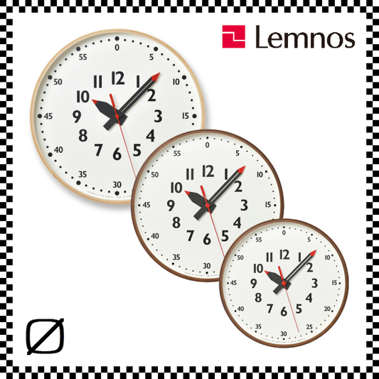 LEMNOS レムノス fun pun clock フンプンクロック ナチュラル ブラウン YD14-08 掛け時計 直径25.4cm/30.5cm/35.4cm