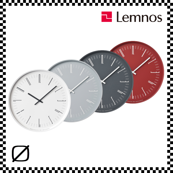 LEMNOS レムノス Draw wall clock ドローウォールクロック KK18-13 ブラック グレー レッド ホワイト 掛け時計 直径32.3cm