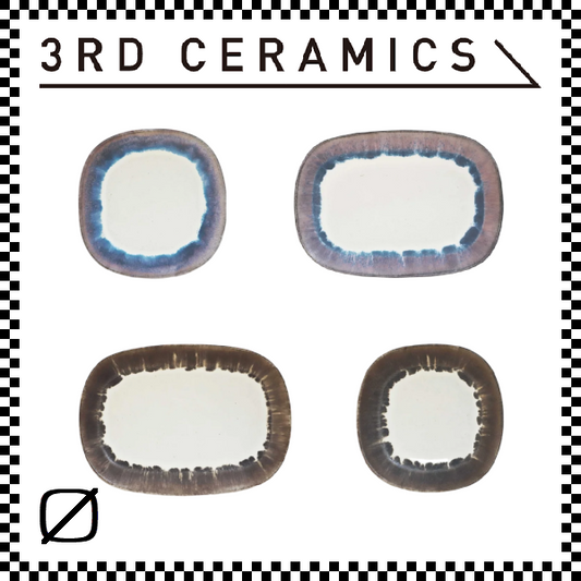 3RD CERAMICS サードセラミクス パンのお皿 2カラー/2サイズ 青 茶 正方形 長方形